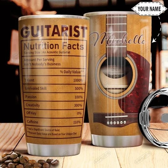 Guitarist nutrition facts custom personalized name tumbler