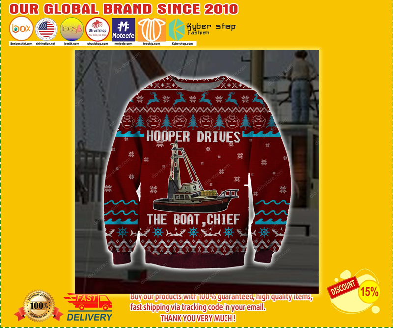 HOOPER DRIVES THE BOAT CHIEF UGLY CHRISTMAS SWEATER