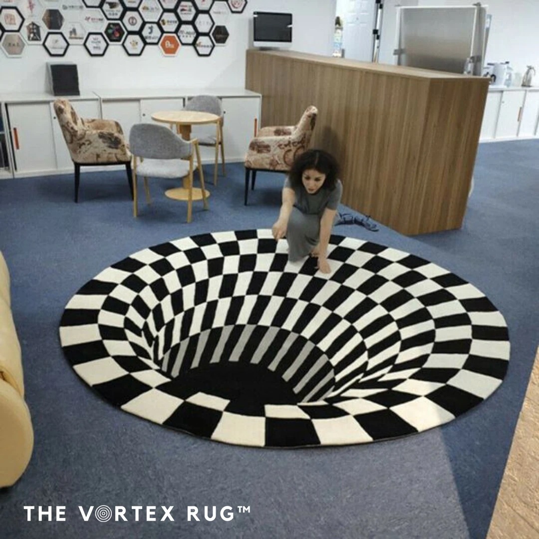 Handcrafted 3d illusion house mat round carpet 3