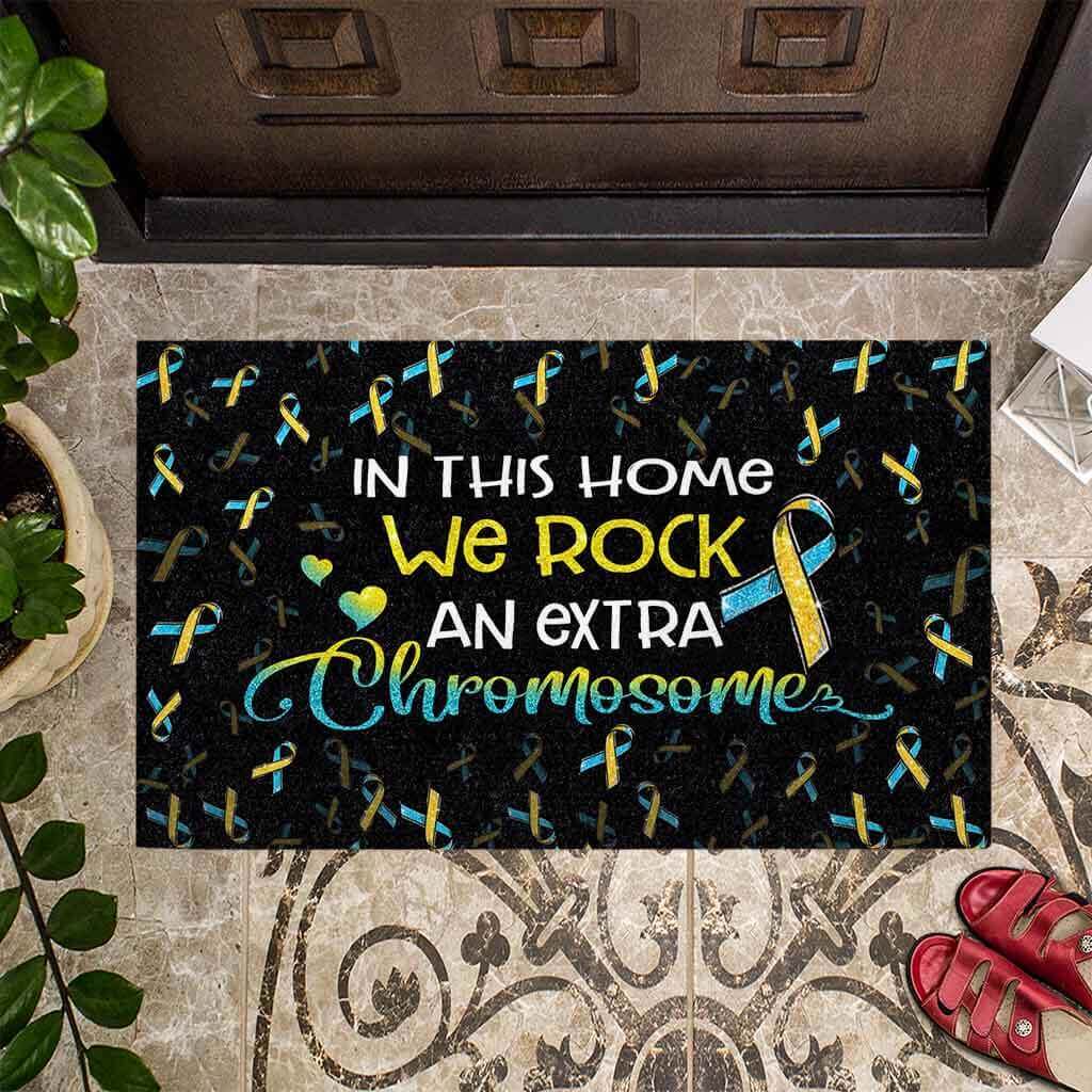 In this home we rock an extra chromosome doormat size XL