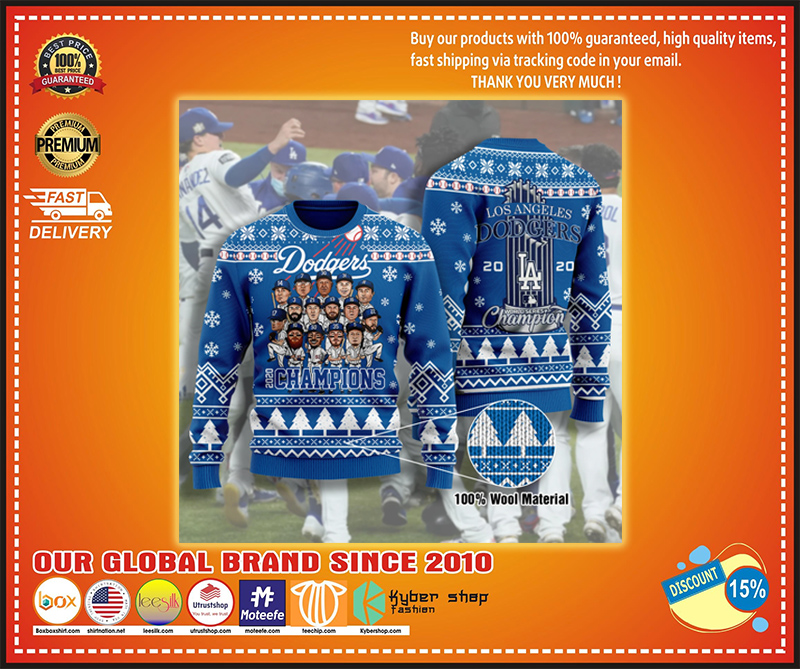 Los Angeles dodgers 2020 champions ugly christmas sweater