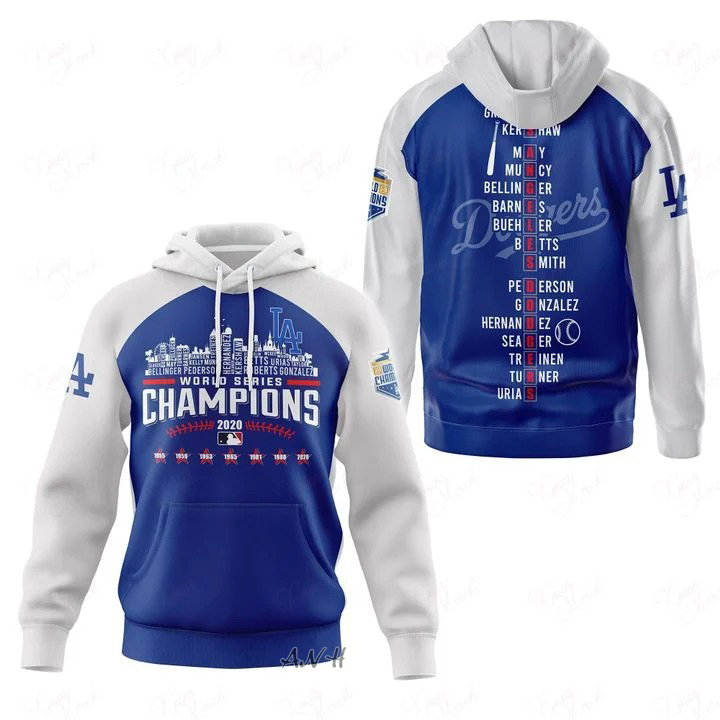 Los angeles dodgers players names world series champions 3d hoodie