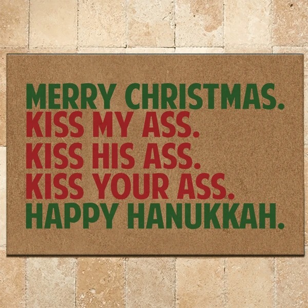 Merry Christmas kiss my ass Hanukkah Doormat3