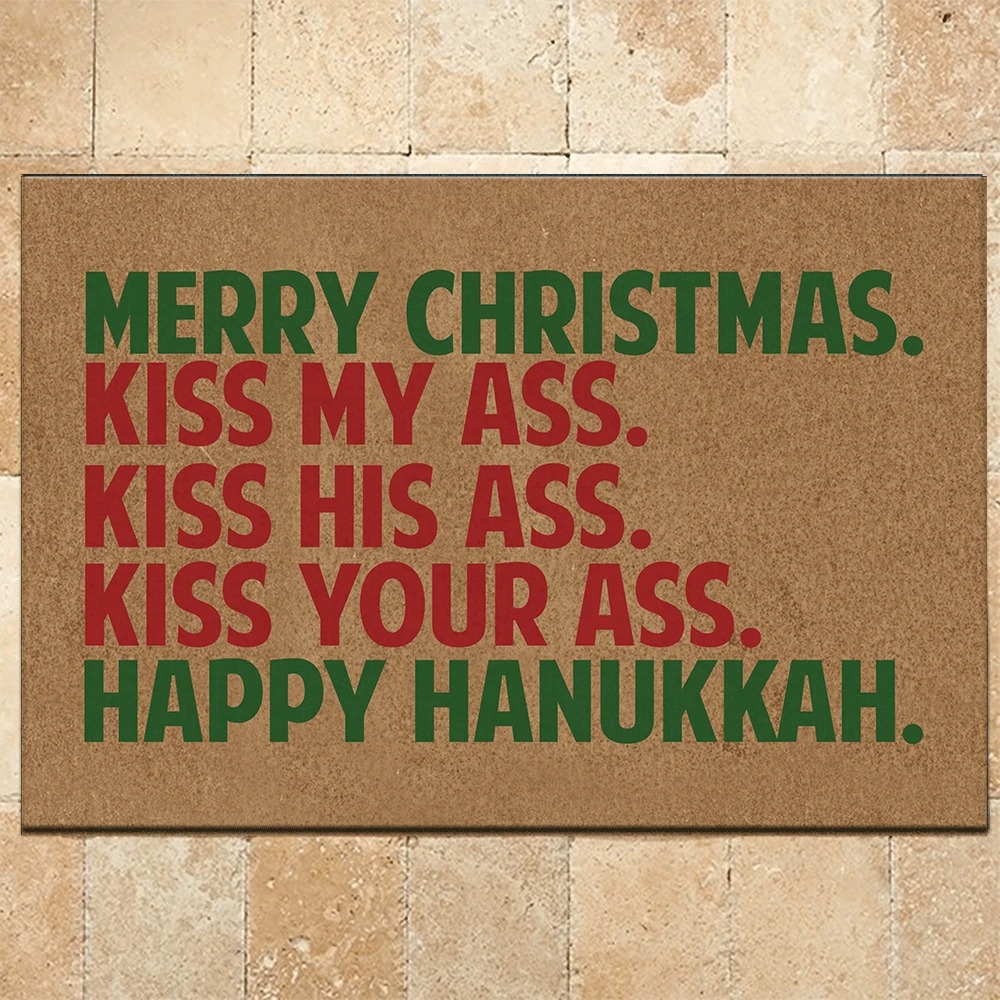 Merry christmas happy hanukkah doormat 2
