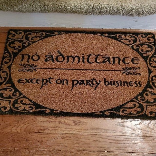 No admittance except on party business doormat