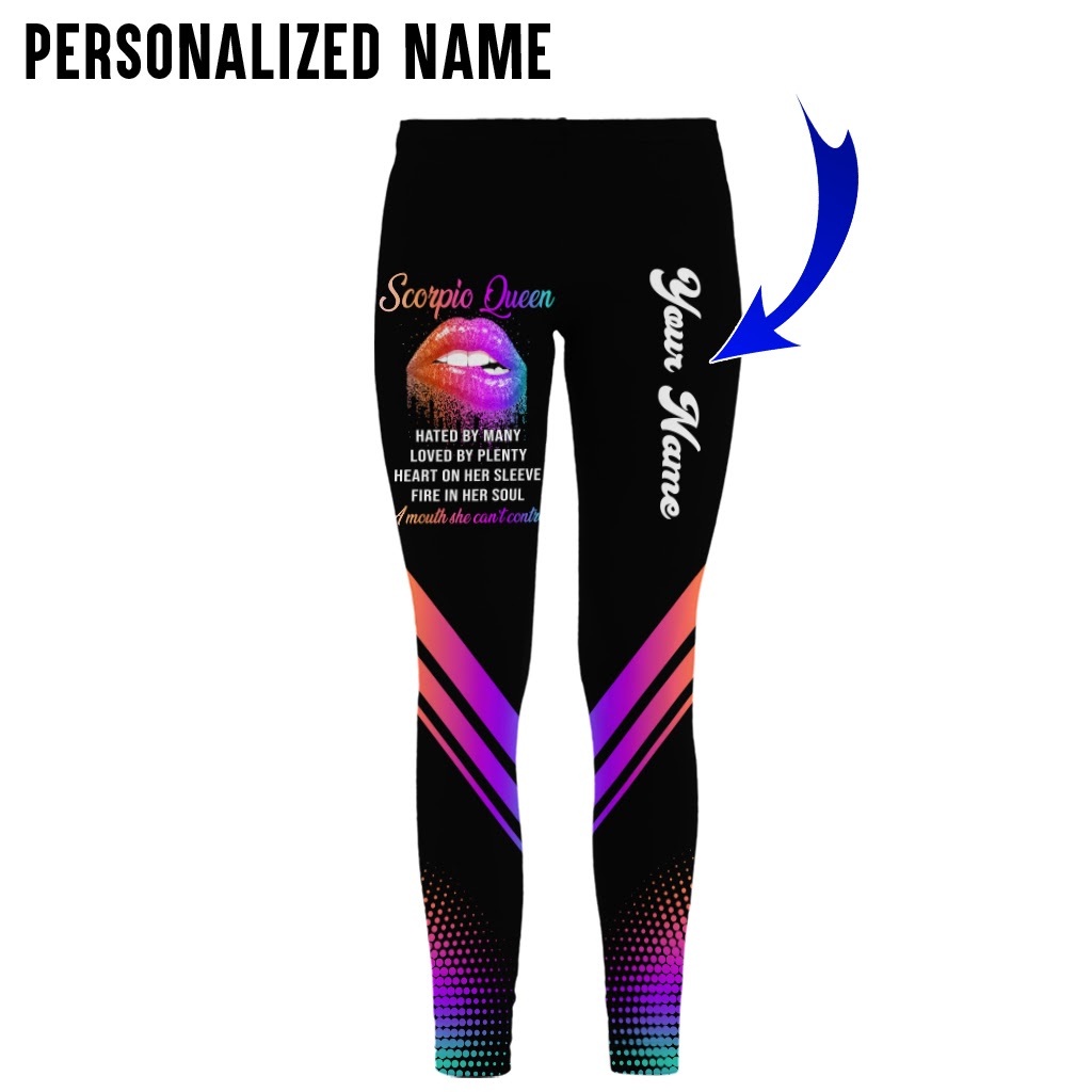 Personalized custom name Scorpio queen lips 3d all over printed legging