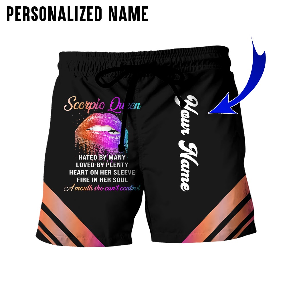 Personalized custom name Scorpio queen lips 3d all over printed short