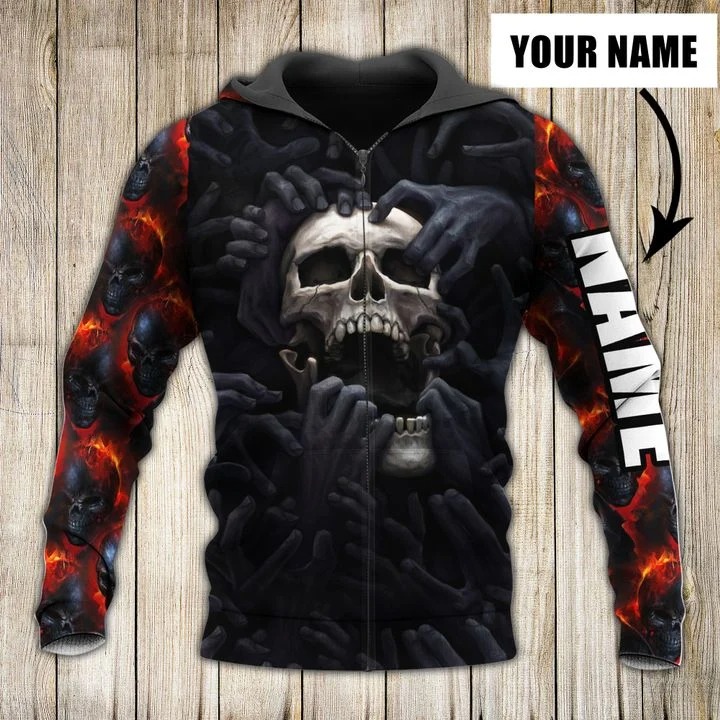 Screaming skull custom personalized name 3d hoodie1