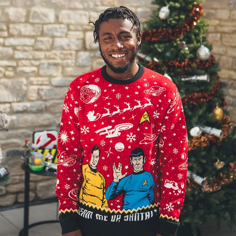 Star Trek Beam Me Up Santa christmas sweater- pic 1