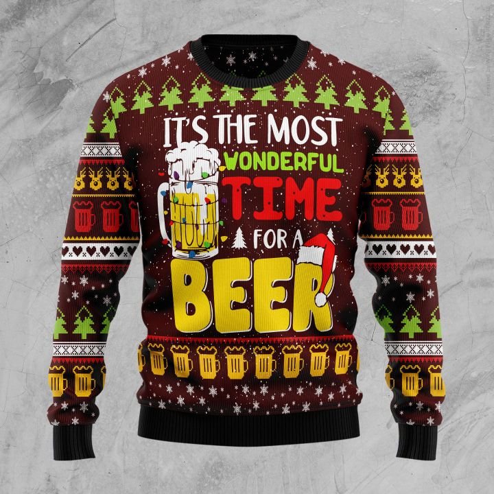 Time for beer ugly christmas sweater