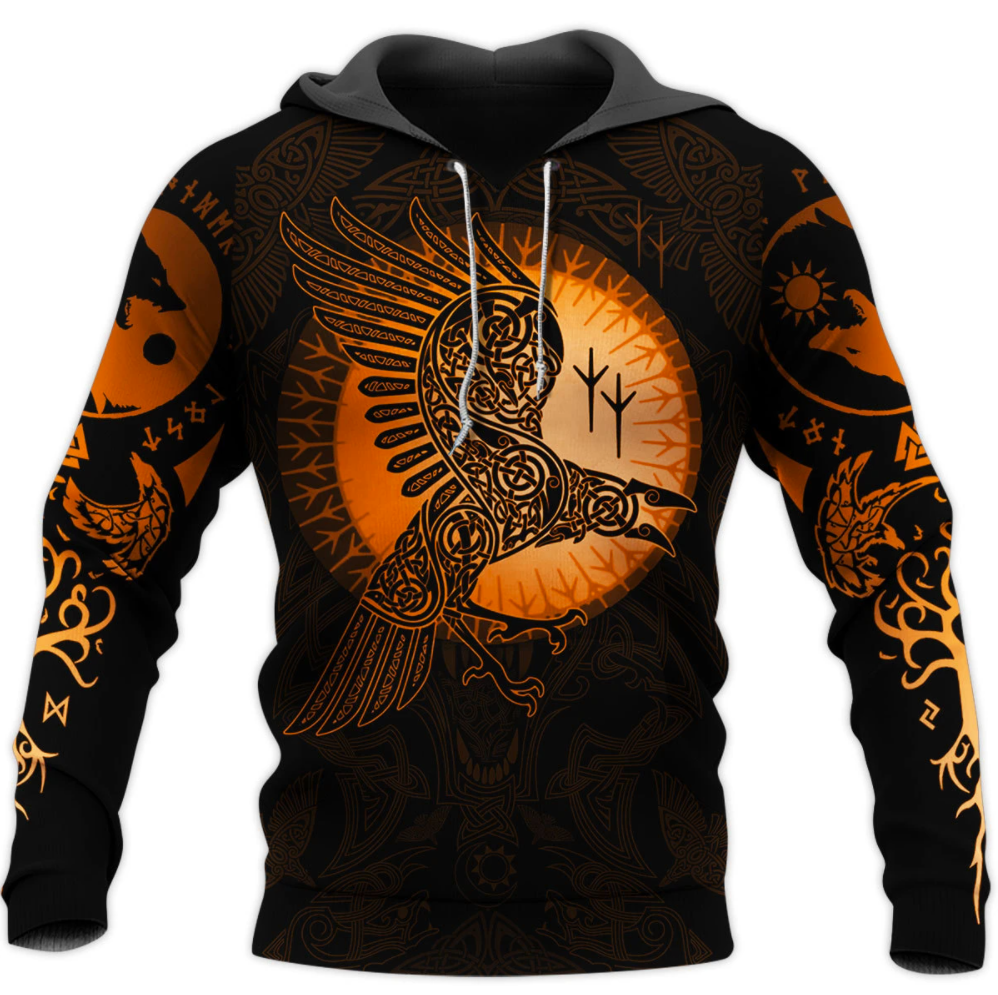 Viking Eagles tattoo all over printed 3D hoodie