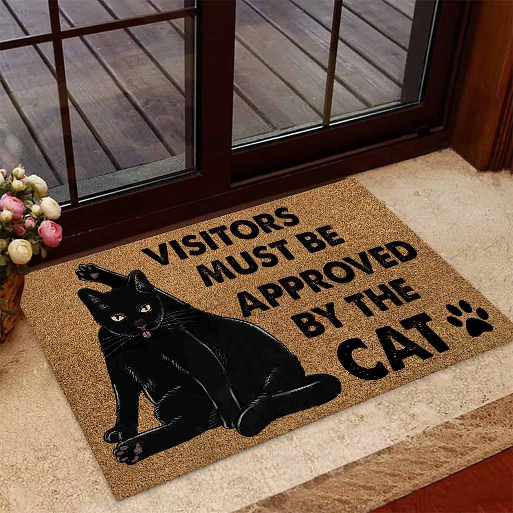 Visitors Must Be Approved by the cat doormat