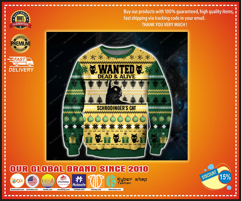 WANTED DEAD & ALIVE SCHRODINGER’S CAT UGLY CHRISTMAS SWEATER – LIMITED EDITION BBS
