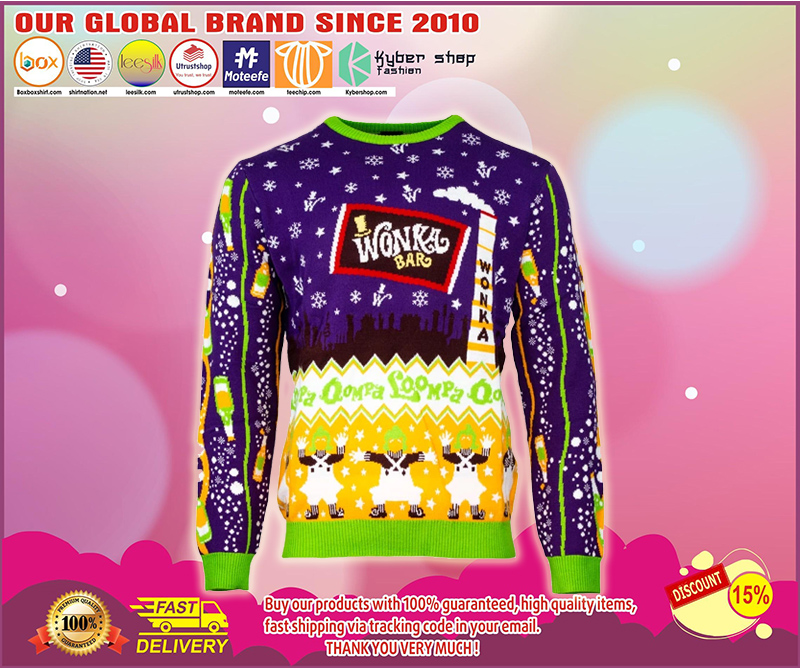 Wonka bar ugly christmas sweater