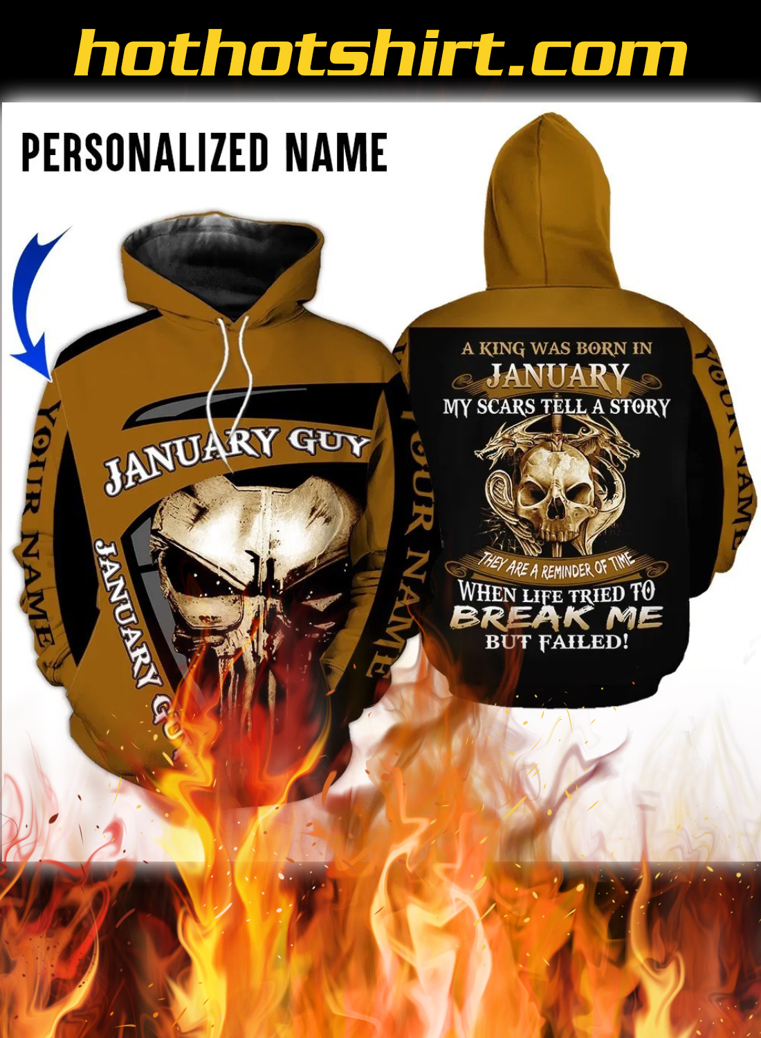 Personalized Name A King Was Born In January 3D All Over Printed Clothes