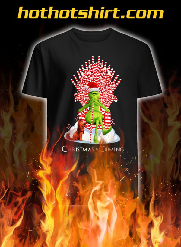 Grinch Christmas Is Coming Candy Cane Throne Christmas Shirt
