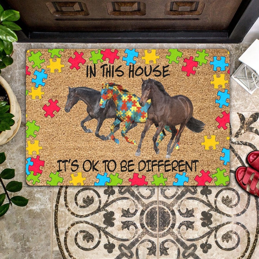 Autism Horse In This House It’s Ok To Be Different Doormat – TAGOTEE