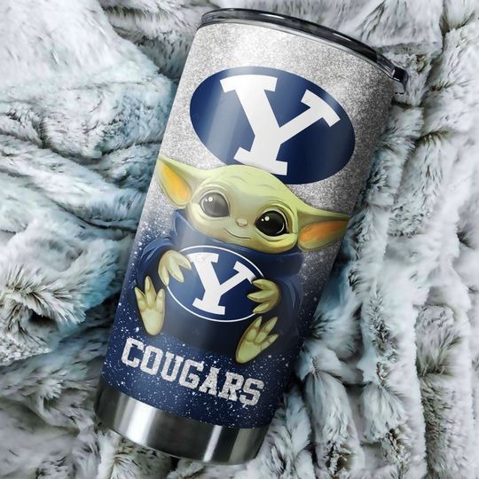 BYU Cougars Baby Yoda Custom Name Tumbler 3