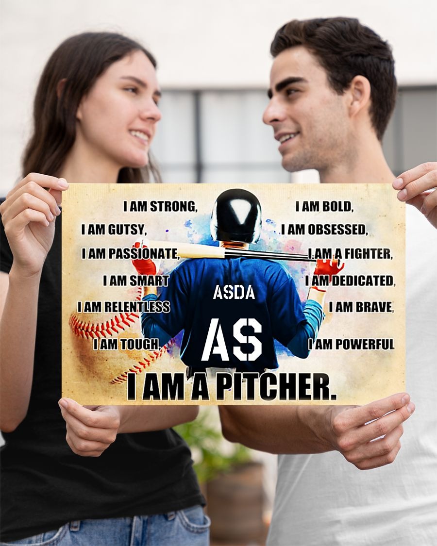 Baseball I am pitcher custom name and number poster 2