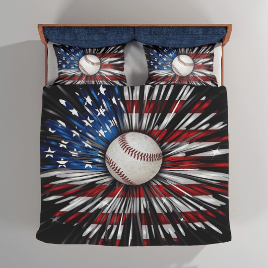 Baseball american flag bedding set3