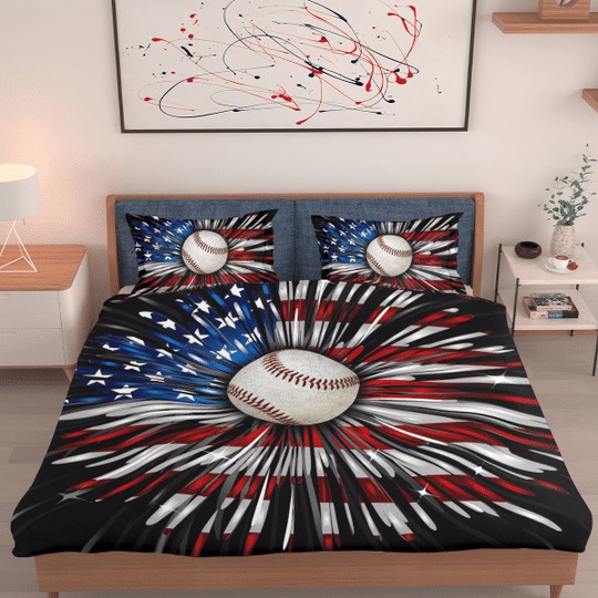 Baseball american flag bedding set4