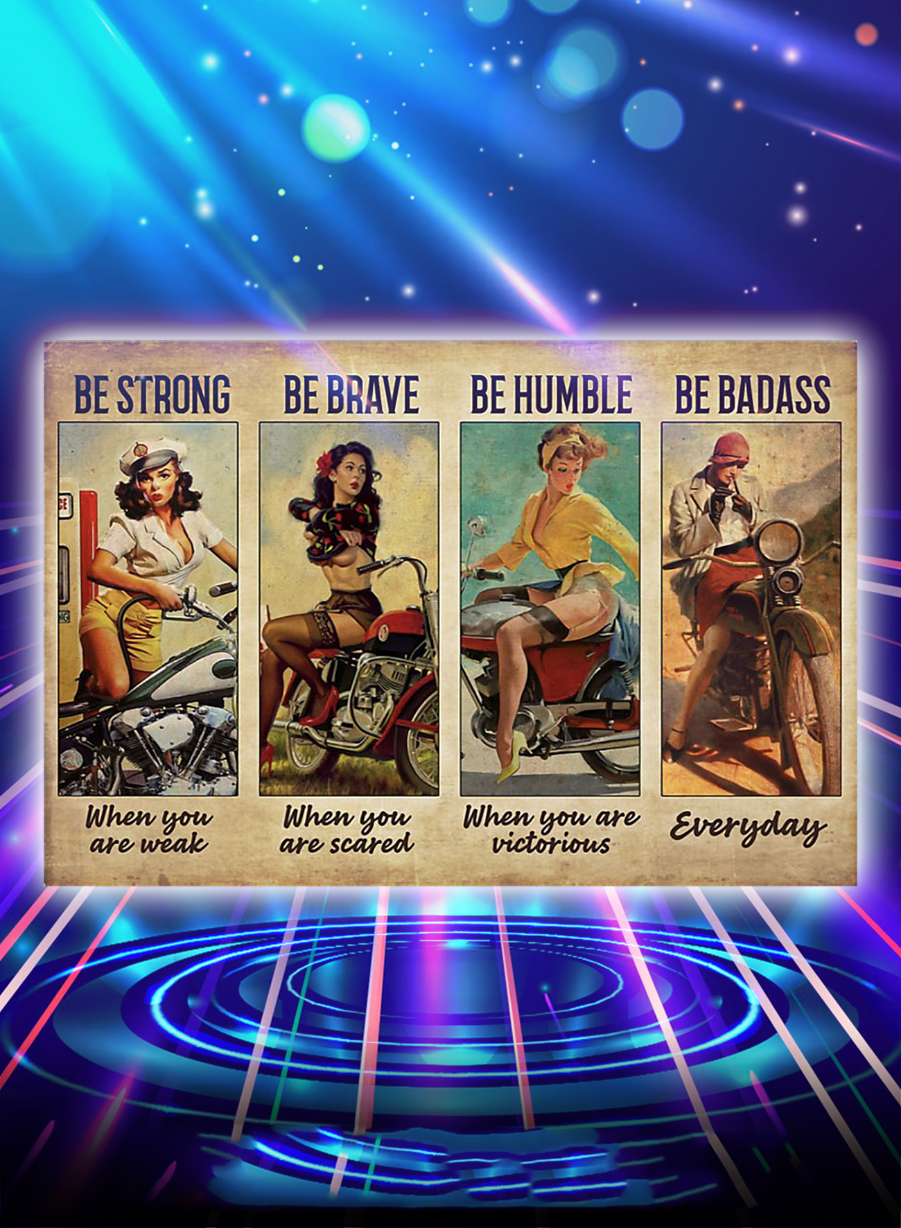 Biker girl be strong be brave be humble be badass poster - A1