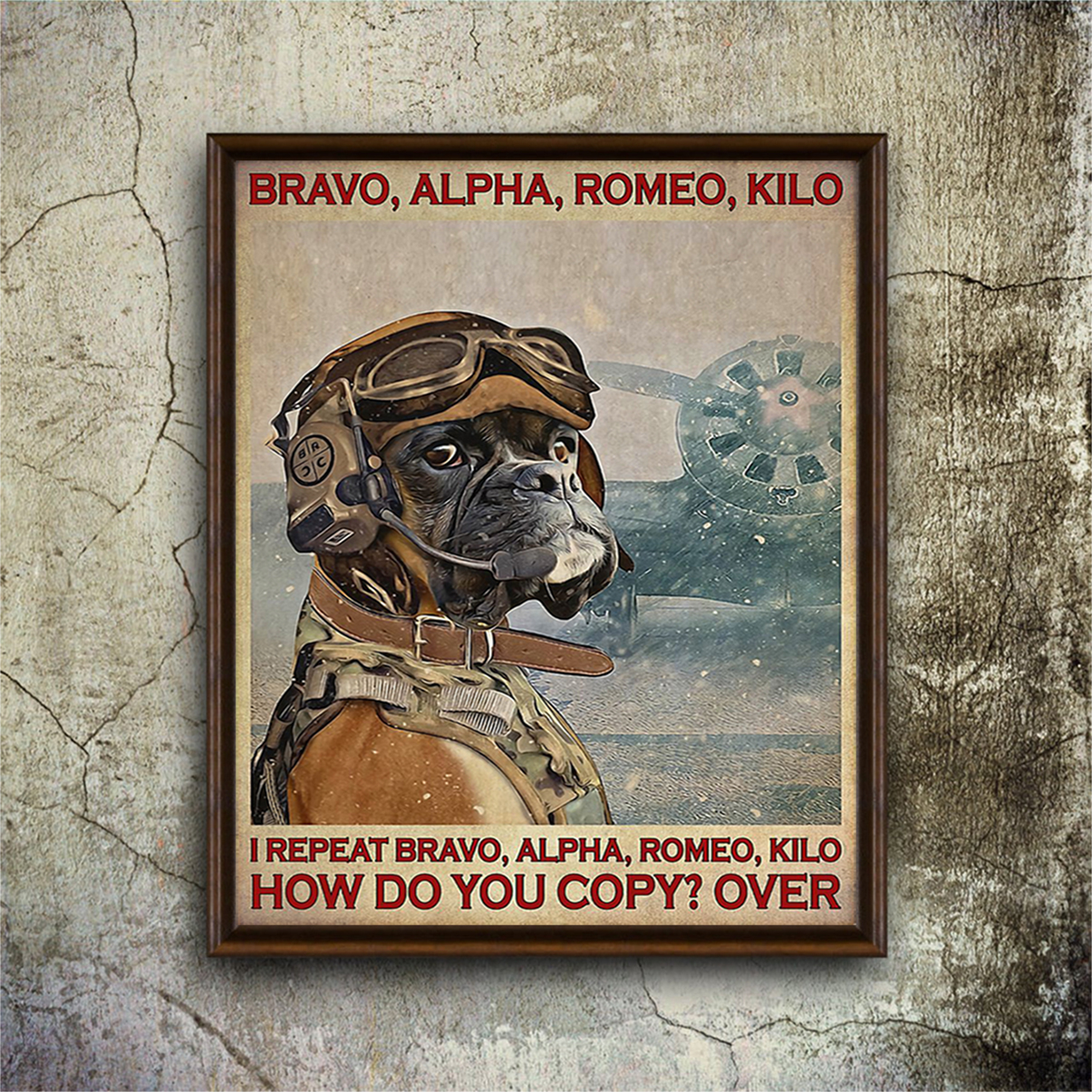 Boxer Dog Pilot bravo alpha romeo kilo poster A1