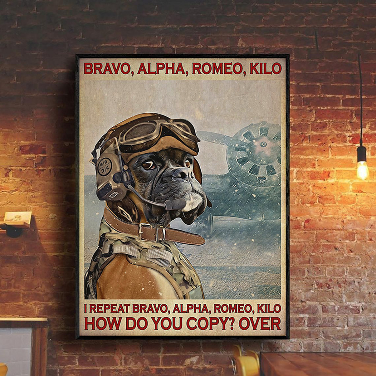 Boxer Dog Pilot bravo alpha romeo kilo poster A2