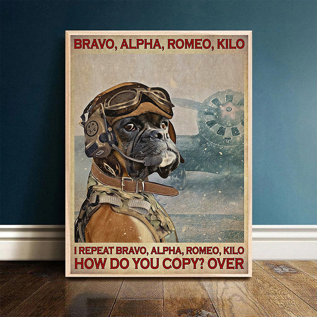 Boxer Dog Pilot bravo alpha romeo kilo poster