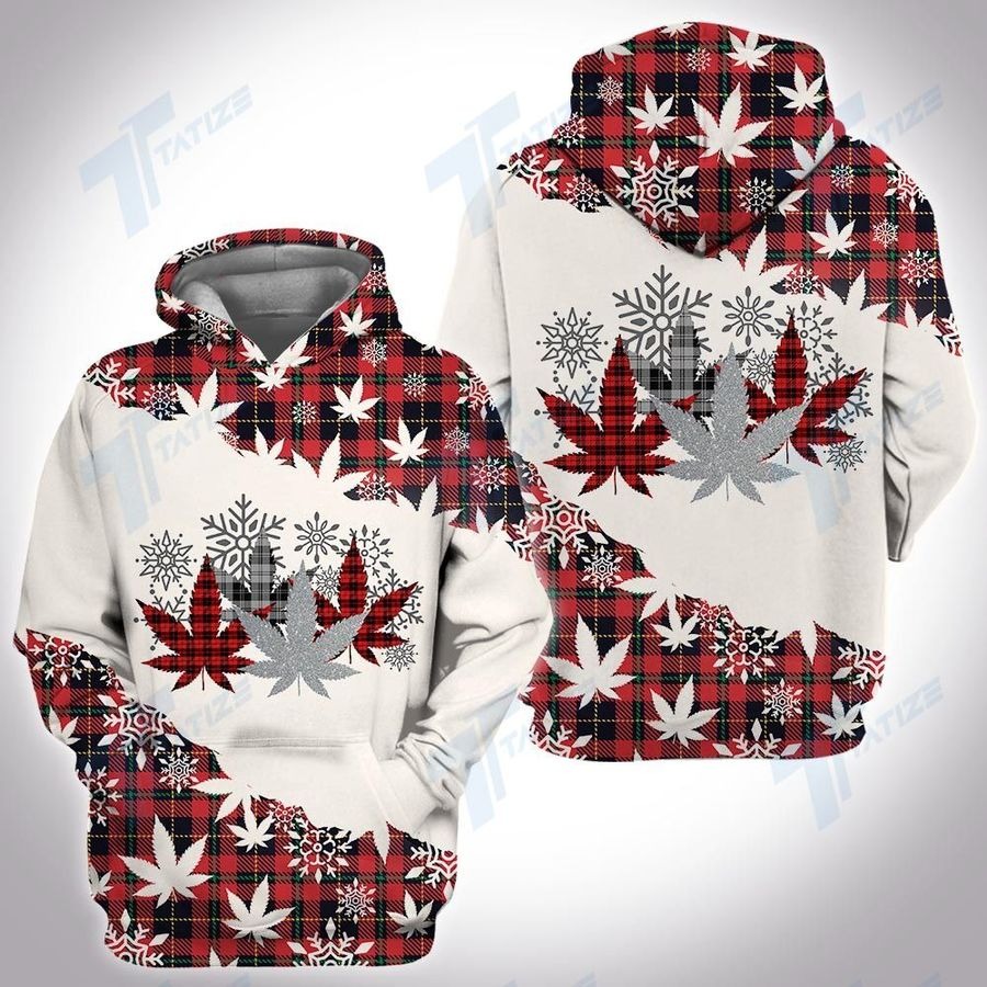 Christmas tartan weed cannabis all over printed hoodie and sweatshirt