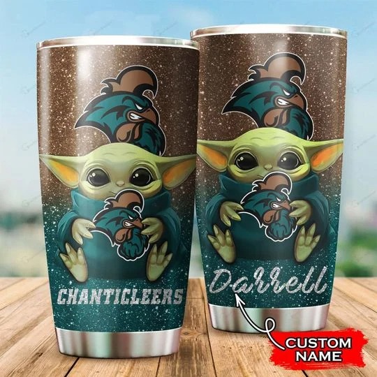 Coastal Carolina Chanticleers Baby Yoda Custom Name Tumbler