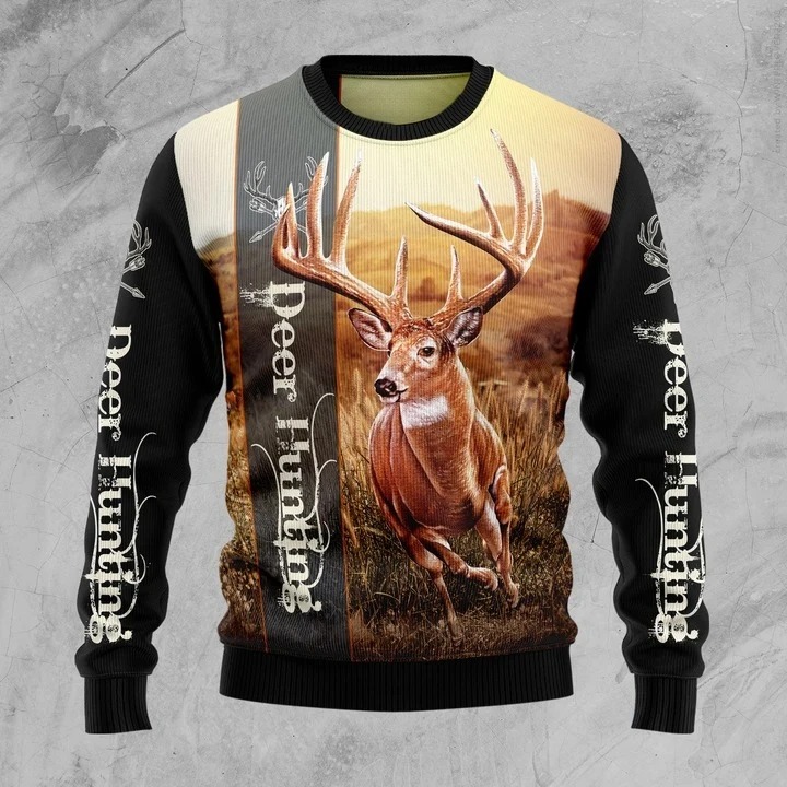 Dear hunting ugly christmas sweater front