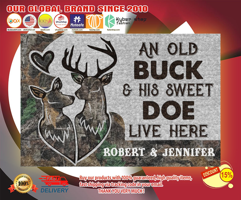 Deer an old buck and his sweet doe live here doormat 3