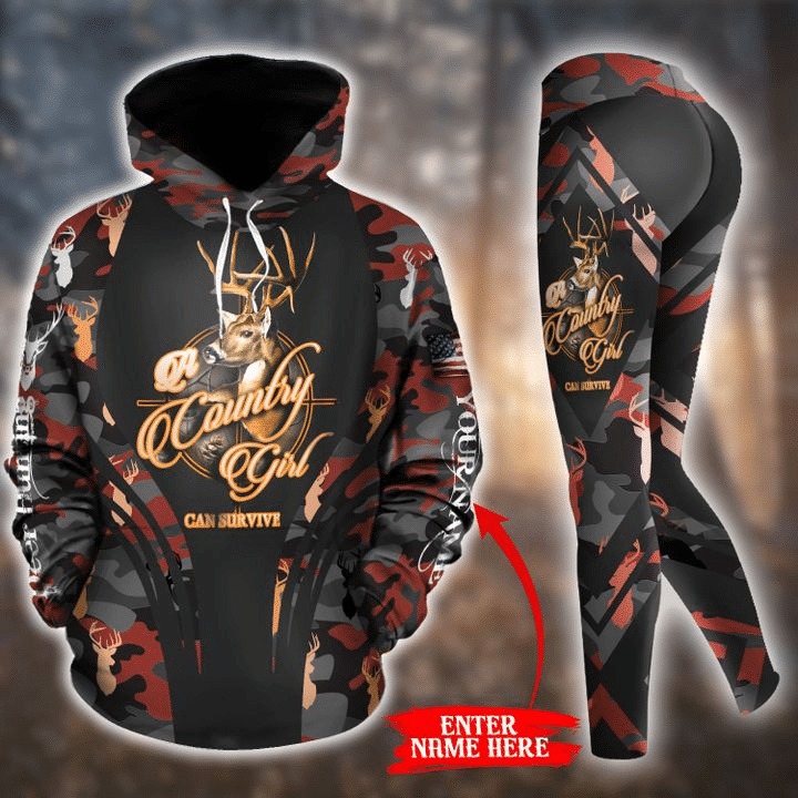 Deer hunting a country girl can survive personalized custom name 3d hoodie and legging