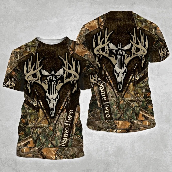Deer hunting skull personalize custom name 3d hoodie and shirt 3