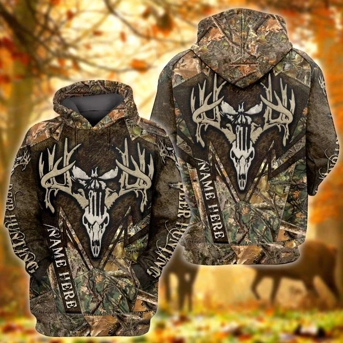 Deer hunting skull personalize custom name 3d hoodie and shirt
