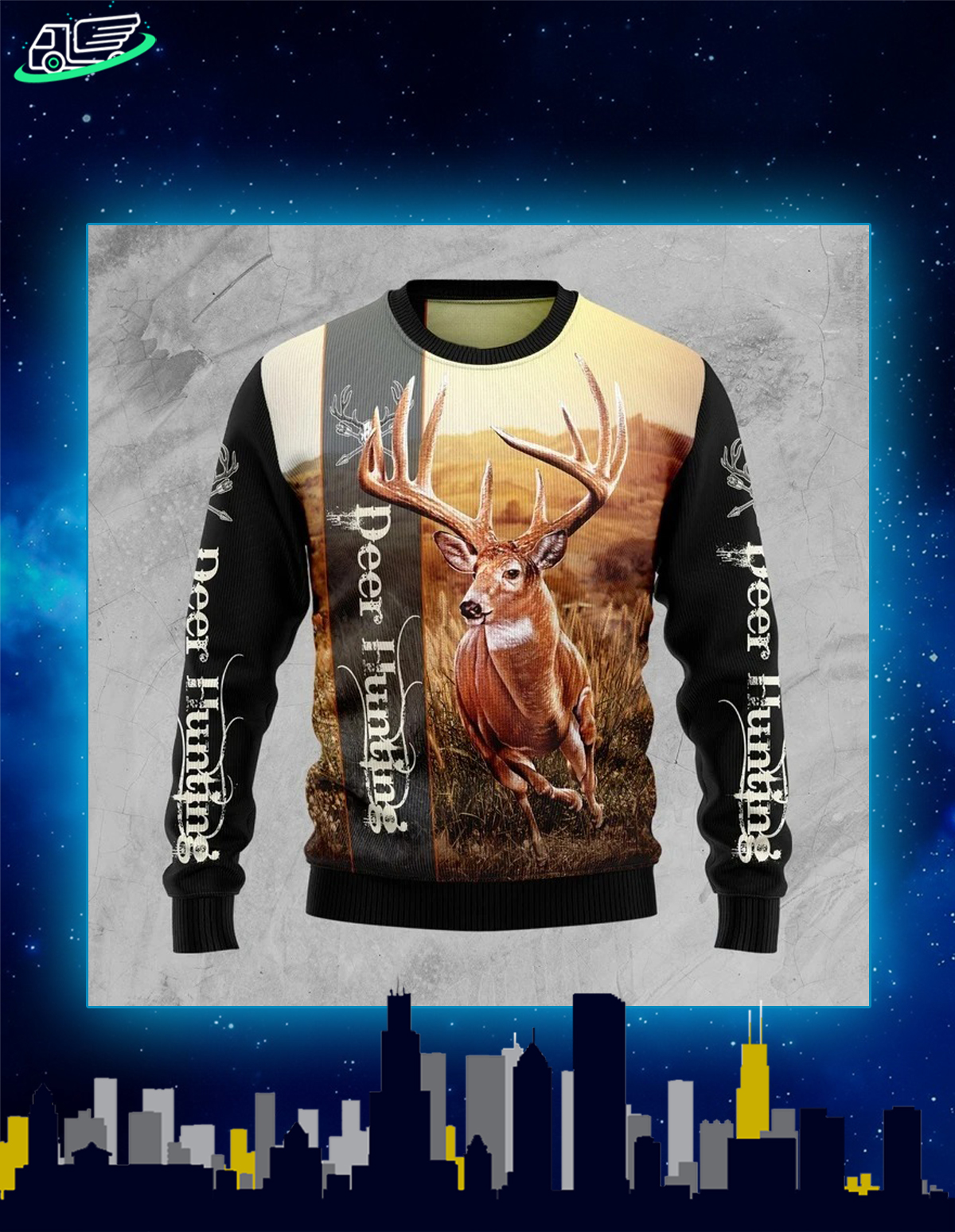 Deer hunting ugly christmas sweater