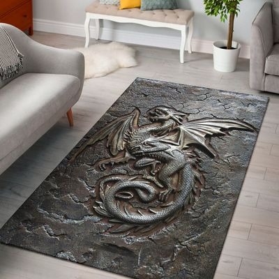 Dragon cracks metal rug