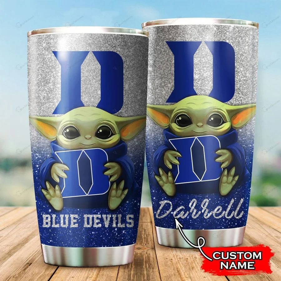 Duke Blue Devils Baby Yoda Custom Name Tumbler