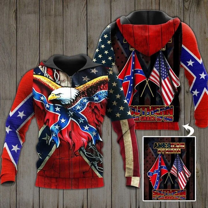 Eagle confederate flag american 3d hoodie