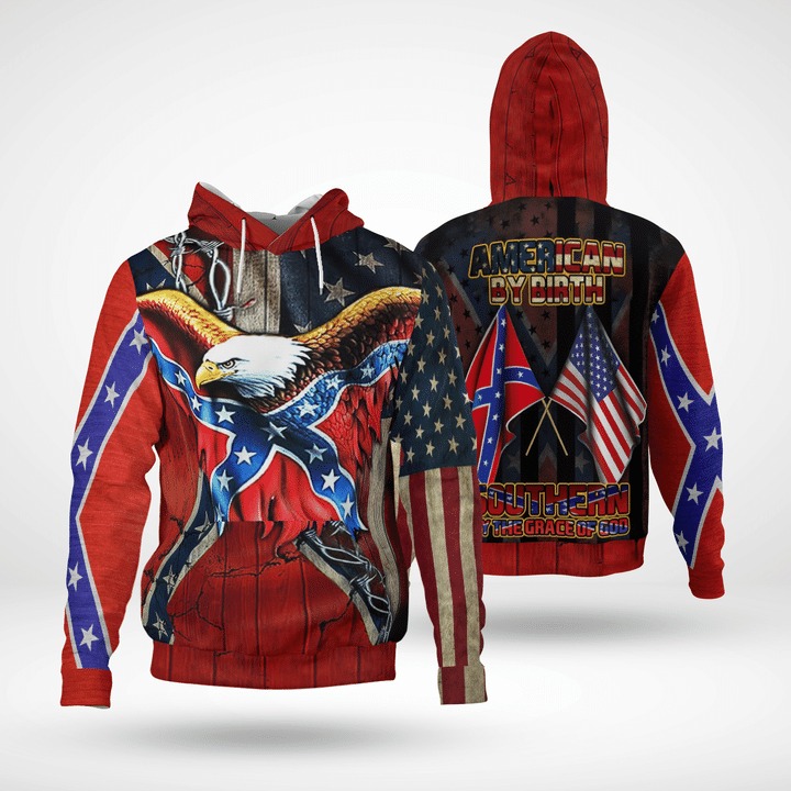 Eagle confederate flag american 3d hoodie2