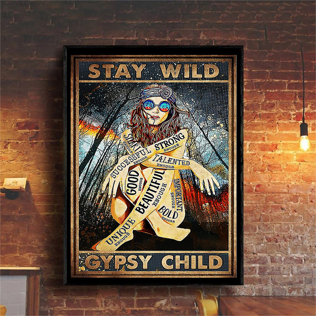 Hippie girl glasses stay wild gypsy child poster A2