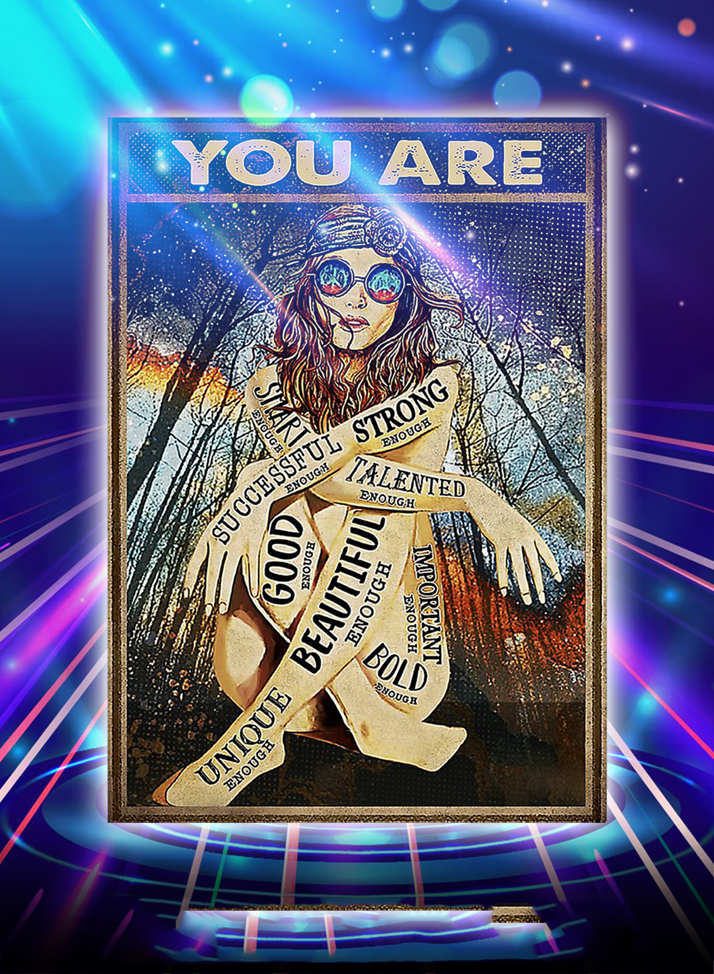 Hippie girl glasses you are strong good beautiful poster - A1
