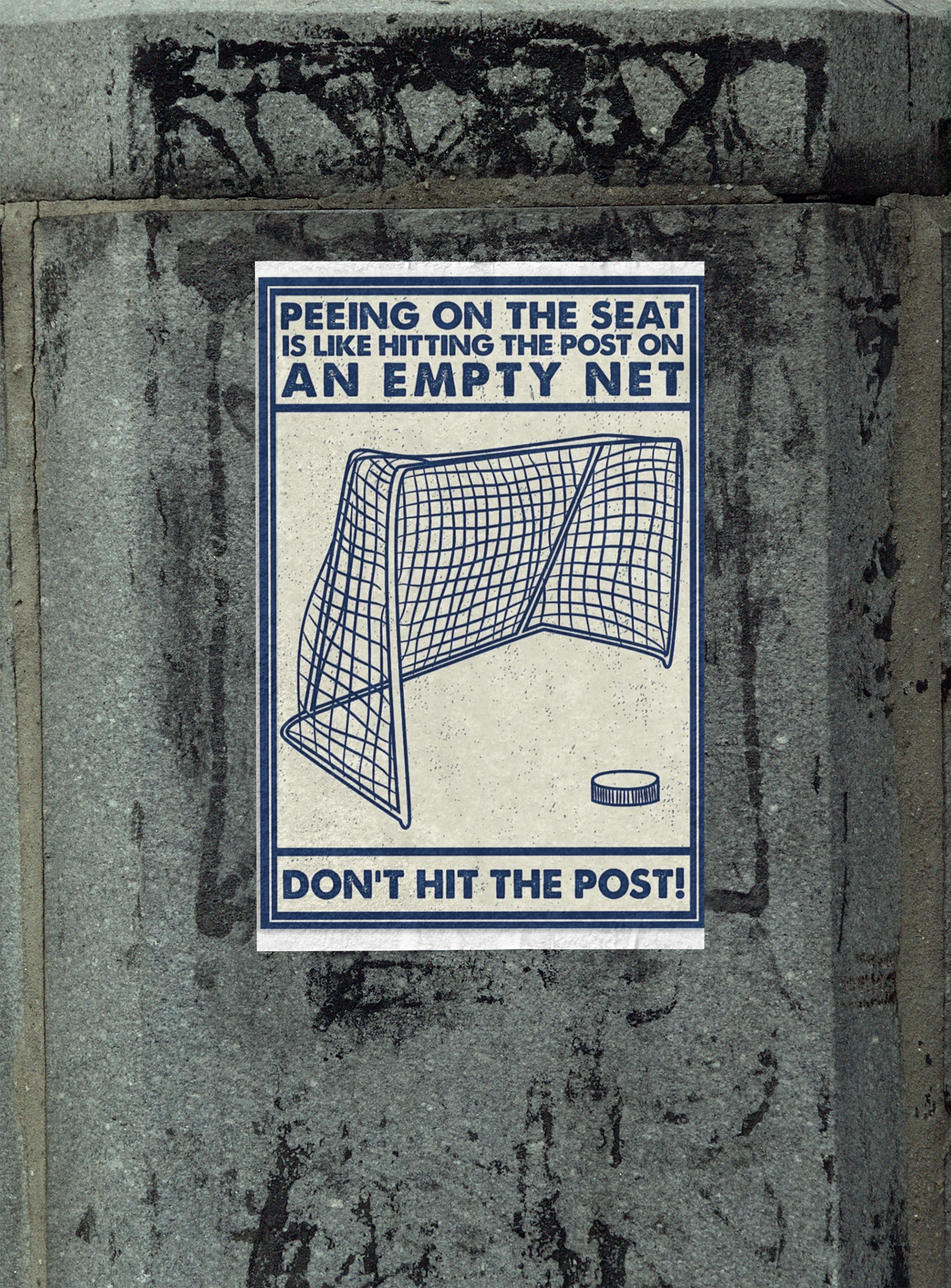 Hockey peeing on the seat don't hit the post poster 3