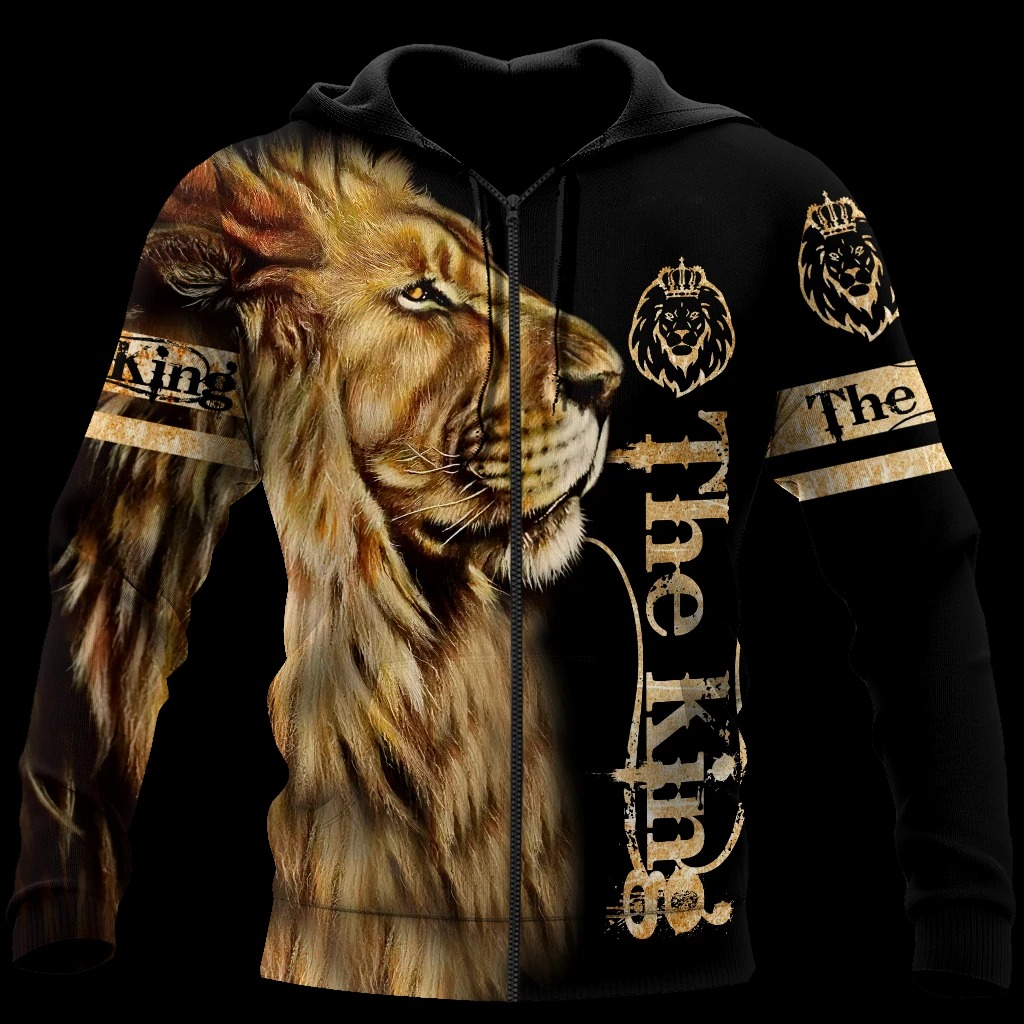 King lion 3d all over printed unisex hoodie and shirt 1