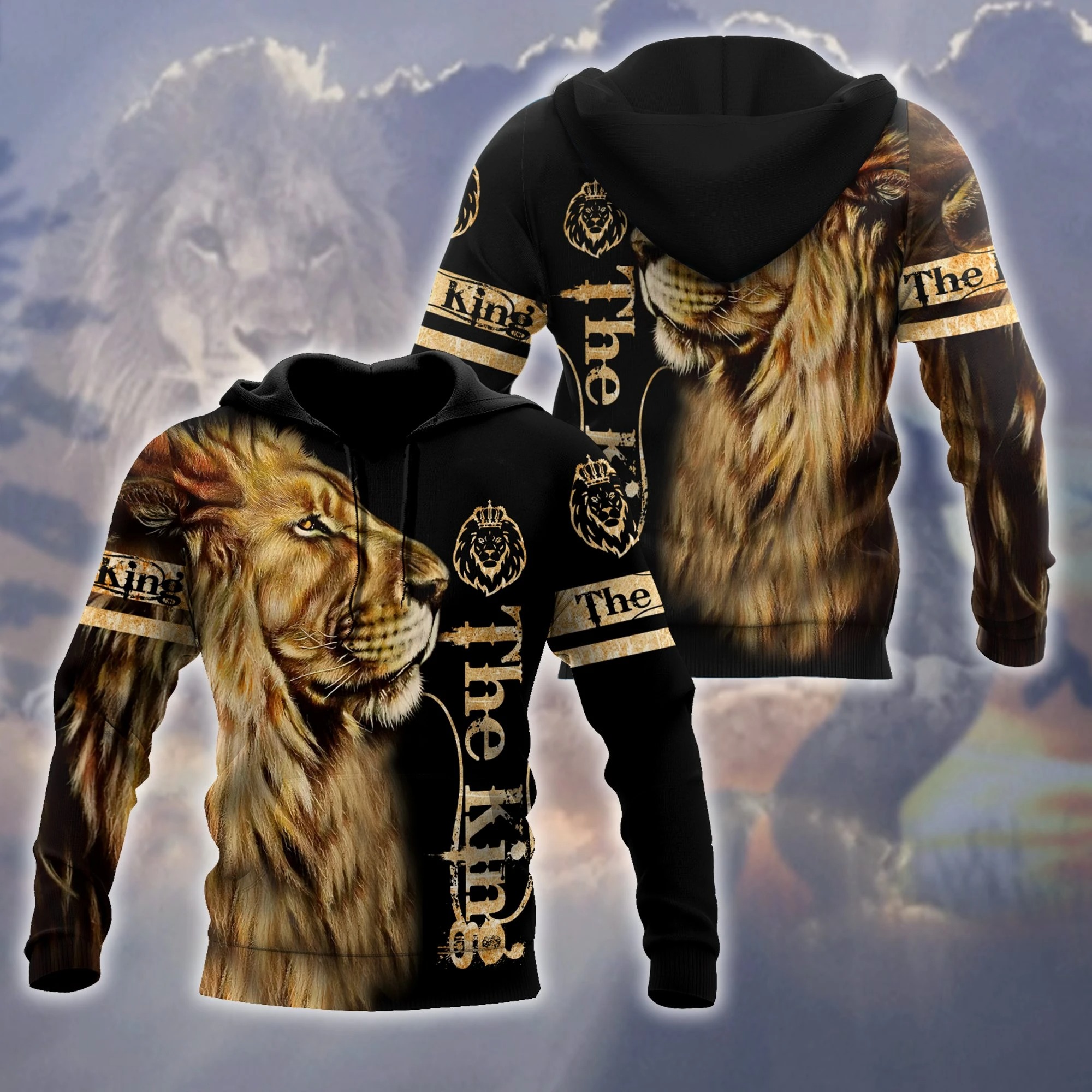 King lion 3d all over printed unisex hoodie and shirt - ad