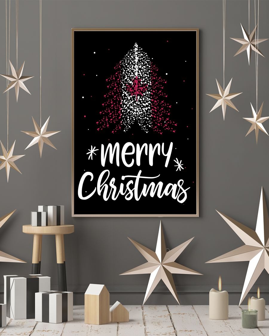Merry christmas canadian flag tree poster 1