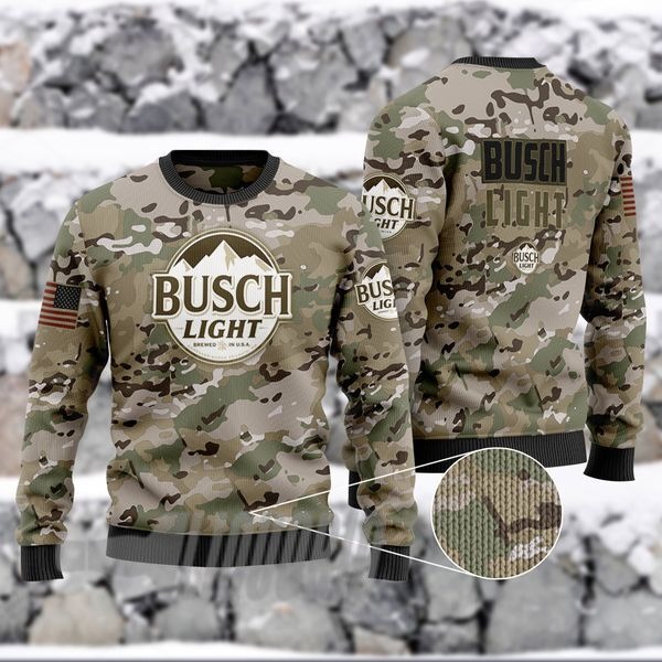 Military camouflage Busch Light Beer Ugly Christmas Sweater – TAGOTEE
