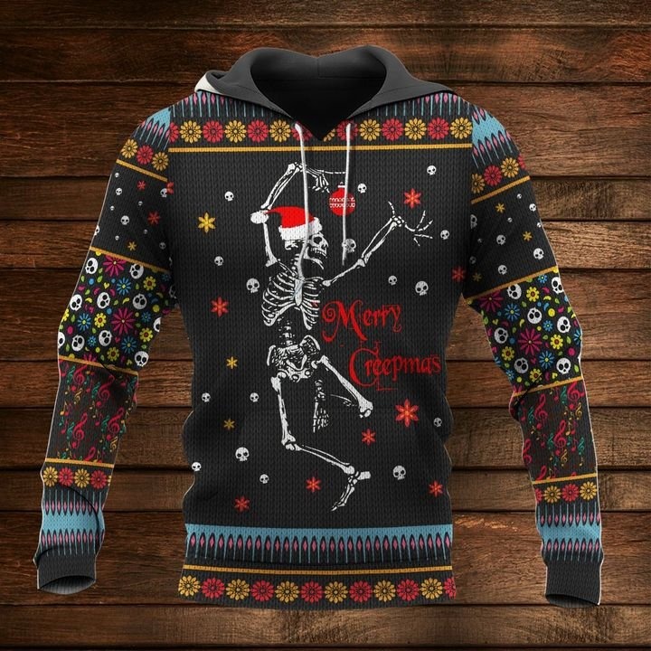 Skeleton Merry creepmas 3D hoodie