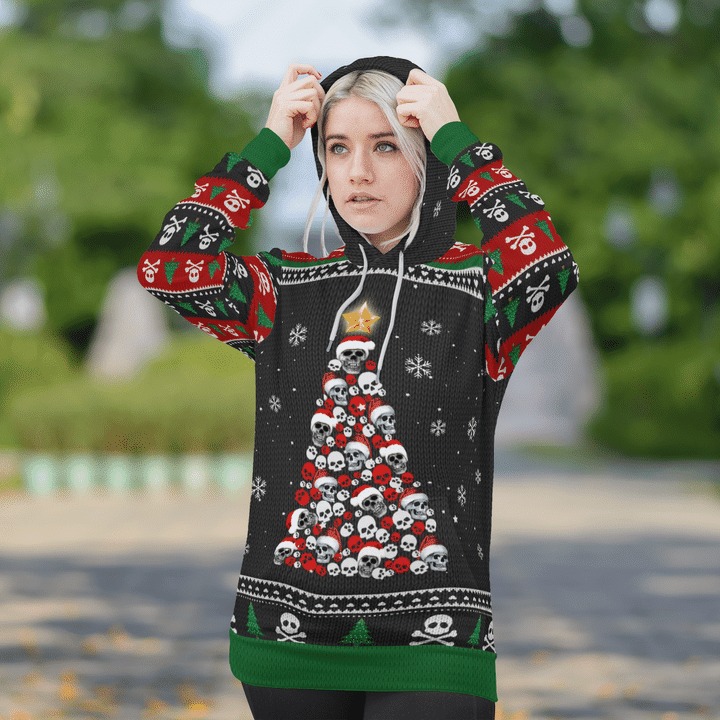 Skull christmas tree 3d hoodie and sweater 1